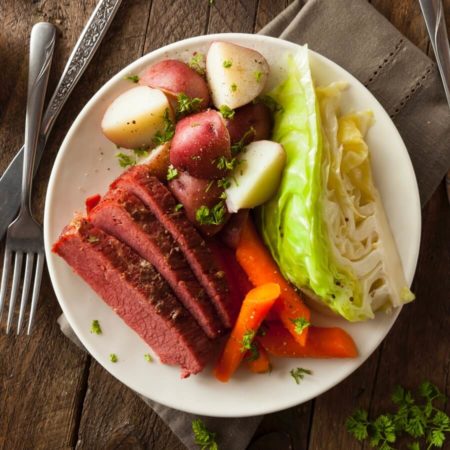 Image of Corned Beef, Red Potatoes and Cabbage with Horseradish Cream Recipe
